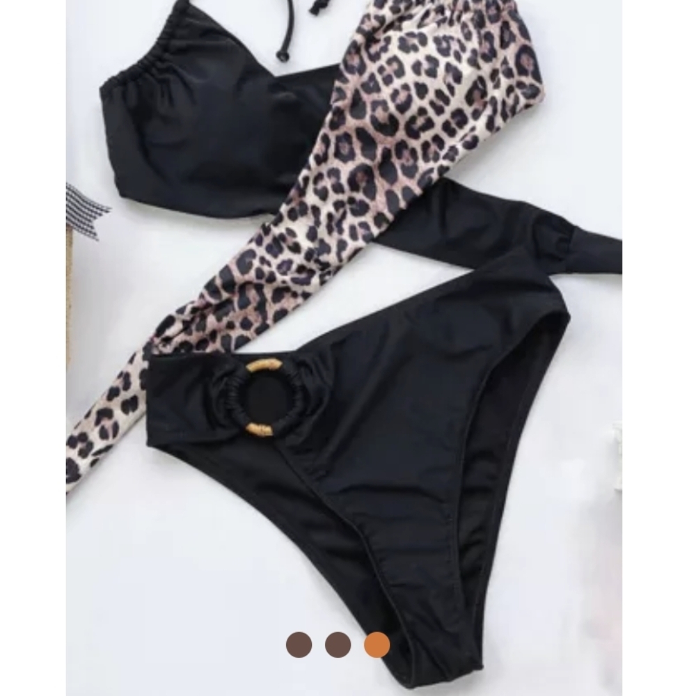 💜 New Leopard Color Adjustable Spaghetti Bikini - Picture 2 of 3